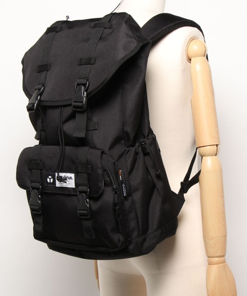 YAKPAK（ヤックパック）の「撥水 / CORDURA 大容量 フラップ バックパック / FLAP BACKPACK / 大きめ リュック（バックパック/リュック・メンズ・ブラック・FREE）」の5枚目の写真
