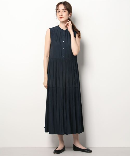 ワンピース ワンピース ドレスノースリーブ ワンピース Nano Universe ナノユニバース のファッション ティアードプリーツワンピース