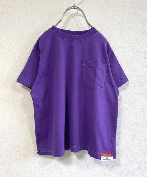 Life Support Products（ライフサポートプロダクツ）の「ステッチ配色ポケットTシャツ（80～150cm）（Tシャツ/カットソー・キッズ・ホワイト/ブラック/パープル/レッド/イエロー・90/100/110/120/80/130/95/140/150）」の4枚目の写真