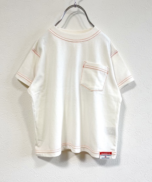 Life Support Products（ライフサポートプロダクツ）の「ステッチ配色ポケットTシャツ（80～150cm）（Tシャツ/カットソー・キッズ・ホワイト/ブラック/パープル/レッド/イエロー・90/100/110/120/80/130/95/140/150）」の2枚目の写真