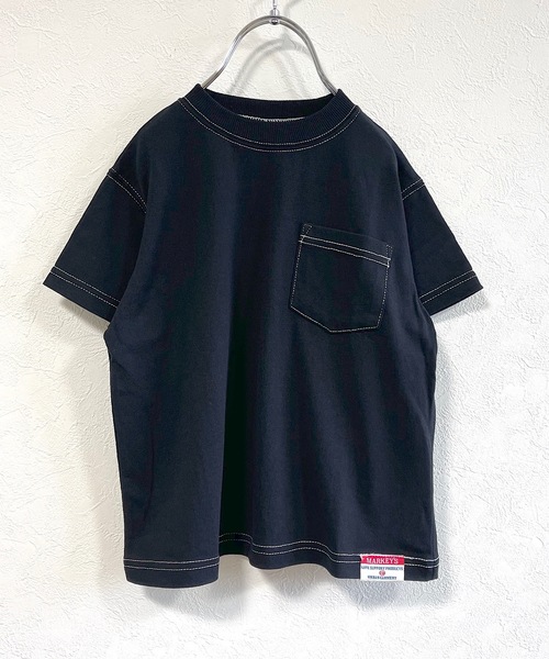 Life Support Products（ライフサポートプロダクツ）の「ステッチ配色ポケットTシャツ（80～150cm）（Tシャツ/カットソー・キッズ・ホワイト/ブラック/パープル/レッド/イエロー・90/100/110/120/80/130/95/140/150）」の3枚目の写真