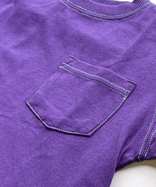 Life Support Products（ライフサポートプロダクツ）の「ステッチ配色ポケットTシャツ（80～150cm）（Tシャツ/カットソー・キッズ・ホワイト/ブラック/パープル/レッド/イエロー・90/100/110/120/80/130/95/140/150）」の8枚目の写真
