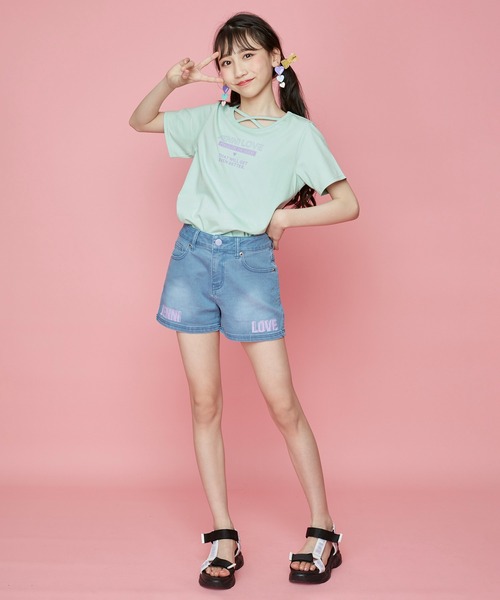 JENNI love(ジェニィラブ)の「接触冷感フロントネッククロスTシャツ(Tシャツ/カットソー・キッズ・ミント/サックスブルー/ピンク・150cm/160cm/130cm/140cm)」の15枚目の写真