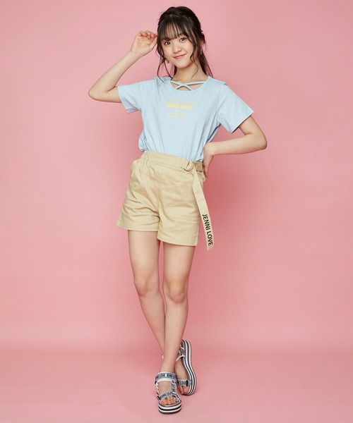 JENNI love(ジェニィラブ)の「接触冷感フロントネッククロスTシャツ(Tシャツ/カットソー・キッズ・ミント/サックスブルー/ピンク・150cm/160cm/130cm/140cm)」の16枚目の写真