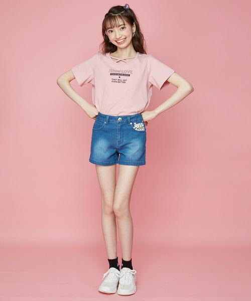 JENNI love(ジェニィラブ)の「接触冷感フロントネッククロスTシャツ(Tシャツ/カットソー・キッズ・ミント/サックスブルー/ピンク・150cm/160cm/130cm/140cm)」の17枚目の写真