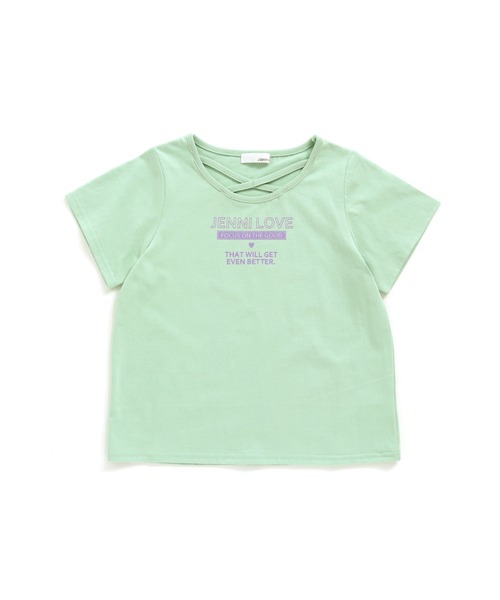 JENNI love(ジェニィラブ)の「接触冷感フロントネッククロスTシャツ(Tシャツ/カットソー・キッズ・ミント/サックスブルー/ピンク・150cm/160cm/130cm/140cm)」の4枚目の写真