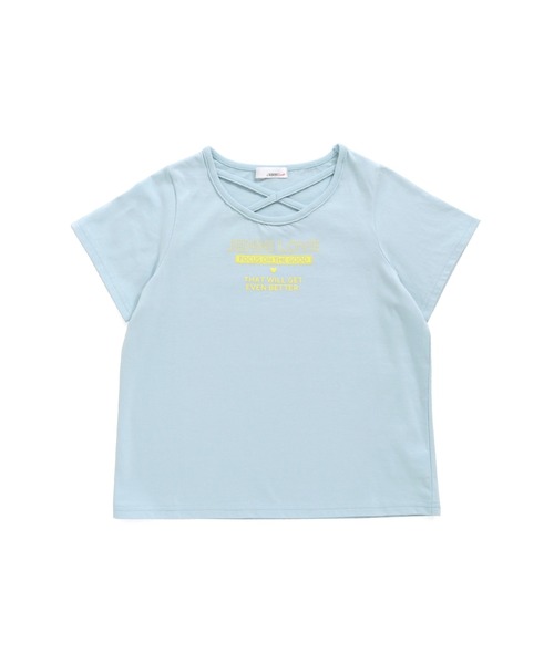 JENNI love(ジェニィラブ)の「接触冷感フロントネッククロスTシャツ(Tシャツ/カットソー・キッズ・ミント/サックスブルー/ピンク・150cm/160cm/130cm/140cm)」の6枚目の写真