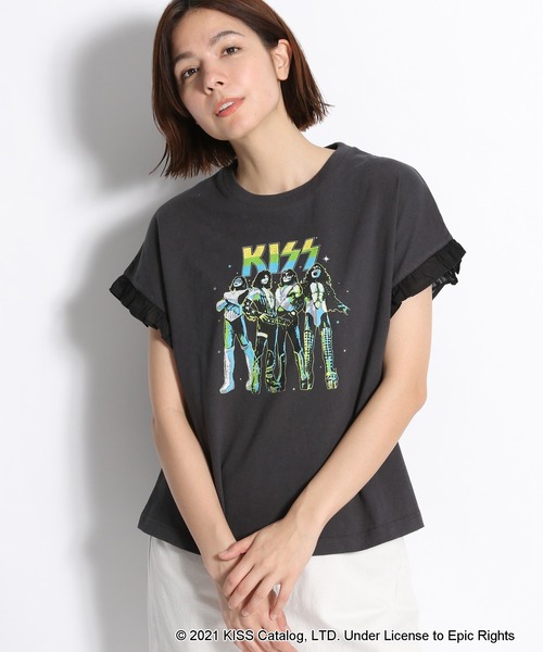 セール Kiss キッス コラボフリル袖ロックtシャツ Tシャツ カットソー Niko And ニコアンド のファッション通販 Zozotown