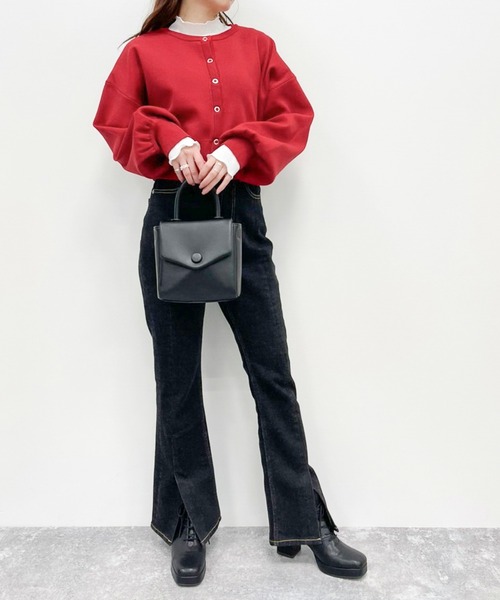 Heather(ヘザー)の「2WAYスナップボタンニットカーディガン 217856(カーディガン/ボレロ・レディース・アイボリー/レッド/ブラック/グレー/グリーン・FREE)」の7枚目の写真