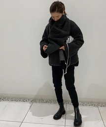 Emma Taylor | ストール付きリバーシブルキルティングボアショートコート(ノーカラーコート)