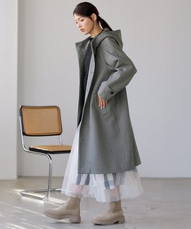 [Filomo]フード付きロングコート洗える