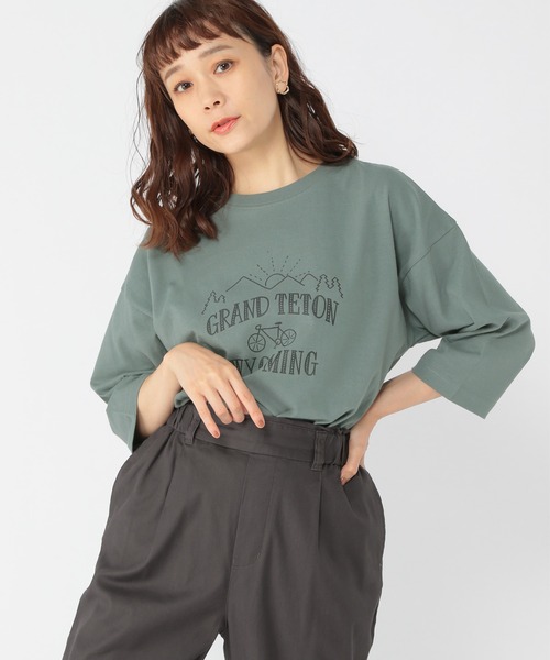 studio CLIP（スタディオクリップ）の「YOHさんコラボロゴプルオーバー（Tシャツ/カットソー・レディース・アイボリー/チャコール/カーキ/ブラウン・FREE）」の4枚目の写真