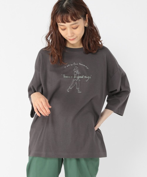 studio CLIP（スタディオクリップ）の「YOHさんコラボロゴプルオーバー（Tシャツ/カットソー・レディース・アイボリー/チャコール/カーキ/ブラウン・FREE）」の2枚目の写真