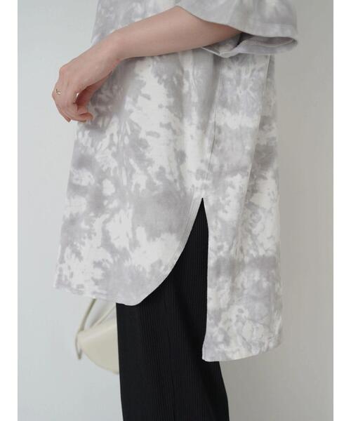 AMERICAN HOLIC（アメリカンホリック）の「タイダイ染め裾ラウンド5分袖カットチュニック（Tシャツ/カットソー・レディース・グレー・L/M）」の10枚目の写真