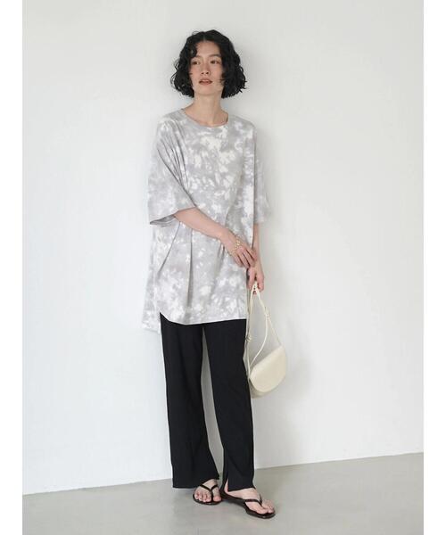 AMERICAN HOLIC（アメリカンホリック）の「タイダイ染め裾ラウンド5分袖カットチュニック（Tシャツ/カットソー・レディース・グレー・L/M）」の11枚目の写真