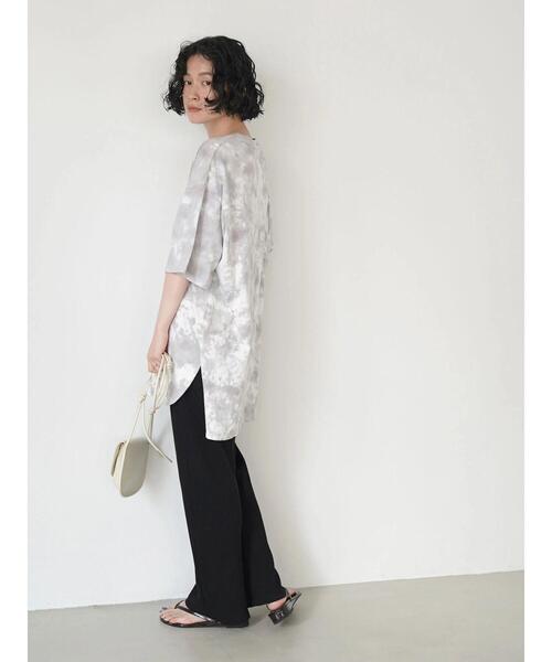 AMERICAN HOLIC（アメリカンホリック）の「タイダイ染め裾ラウンド5分袖カットチュニック（Tシャツ/カットソー・レディース・グレー・L/M）」の13枚目の写真