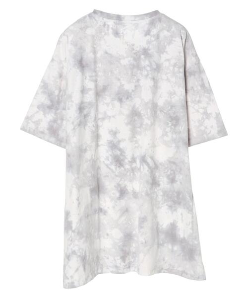 AMERICAN HOLIC（アメリカンホリック）の「タイダイ染め裾ラウンド5分袖カットチュニック（Tシャツ/カットソー・レディース・グレー・L/M）」の14枚目の写真