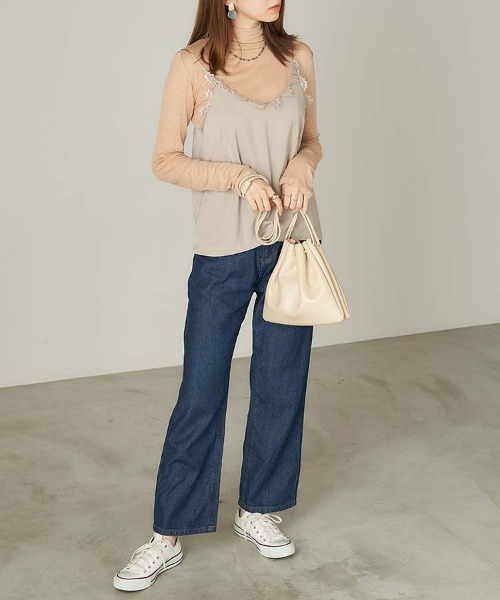 Chaco closet(チャコ クローゼット)の「【セットアイテム】タートルネックインナートップス×レースキャミトップス(キャミソール・レディース・ブラック/ベージュ/カーキ・FREE)」の10枚目の写真