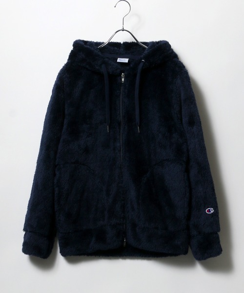 ボア ジャケット ブルゾン ロゴ フーディ ジップ 全2色 b4822 セール☆2490円→1990円 ボアジップアップブルゾン レディース