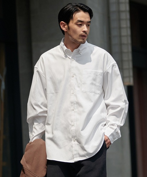 coca（coca）（コカ）の「メンズ BDルーズシルエットオックスシャツ（シャツ/ブラウス・メンズ・ホワイト/パープル/ブルー・M/L/XL）」の2枚目の写真