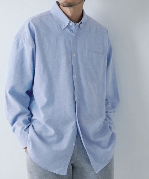 coca（coca）（コカ）の「メンズ BDルーズシルエットオックスシャツ（シャツ/ブラウス・メンズ・ホワイト/パープル/ブルー・M/L/XL）」の3枚目の写真