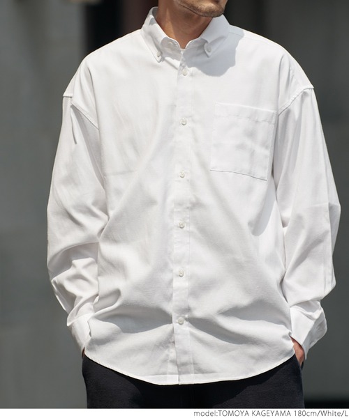 coca（coca）（コカ）の「メンズ BDルーズシルエットオックスシャツ（シャツ/ブラウス・メンズ・ホワイト/パープル/ブルー・M/L/XL）」の7枚目の写真