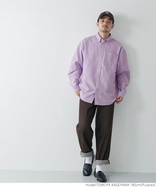 coca（coca）（コカ）の「メンズ BDルーズシルエットオックスシャツ（シャツ/ブラウス・メンズ・ホワイト/パープル/ブルー・M/L/XL）」の19枚目の写真