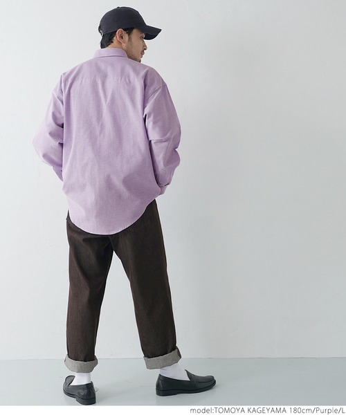 coca（coca）（コカ）の「メンズ BDルーズシルエットオックスシャツ（シャツ/ブラウス・メンズ・ホワイト/パープル/ブルー・M/L/XL）」の21枚目の写真