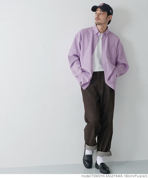 coca（coca）（コカ）の「メンズ BDルーズシルエットオックスシャツ（シャツ/ブラウス・メンズ・ホワイト/パープル/ブルー・M/L/XL）」の22枚目の写真