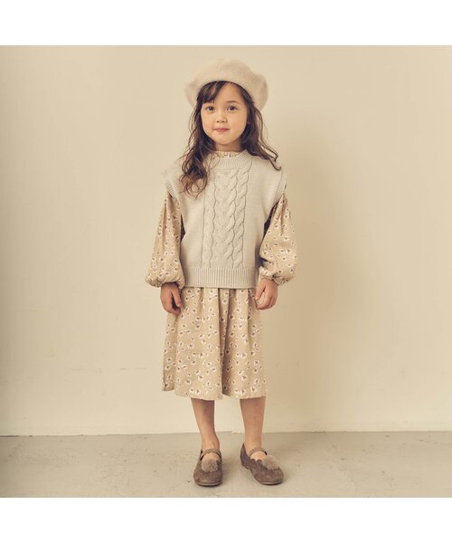 apres les cours（アプレレクール）の「レースアップニットベスト（ニット/セーター・キッズ・ピンク/ベージュ・120/140/100）」の3枚目の写真