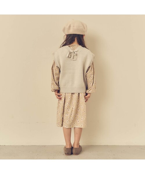 apres les cours（アプレレクール）の「レースアップニットベスト（ニット/セーター・キッズ・ピンク/ベージュ・120/140/100）」の4枚目の写真