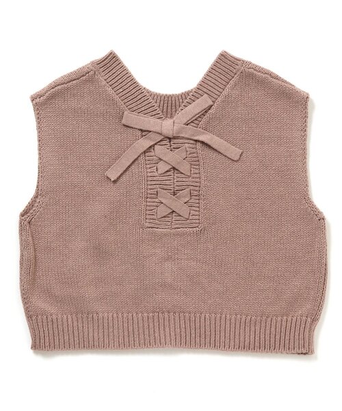 apres les cours（アプレレクール）の「レースアップニットベスト（ニット/セーター・キッズ・ピンク/ベージュ・120/140/100）」の13枚目の写真