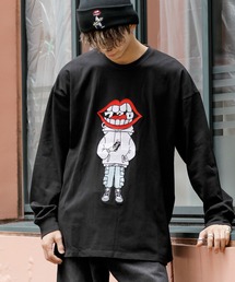 【RE730 なみおくん コレクション】なみおくん フロント刺繍 空紡糸天竺 オーバーサイズ ロングTシャツ