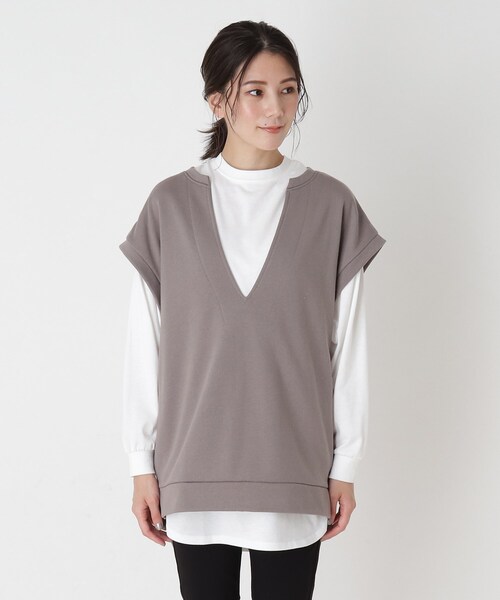 SHOO・LA・RUE（シューラルー）の「◆【2点セット】裏毛ベスト＋ロンTセット（その他トップス・レディース・グレー系その他/サンドベージュ・02/03/04）」の10枚目の写真