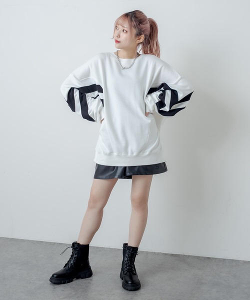 RASVOA（ラスボア）の「フェイクレザーワイドショートパンツ（その他パンツ・レディース・ブラック/アイボリー・FREE）」の11枚目の写真