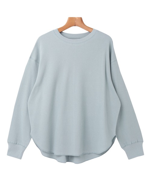 andme(アンドミー)の「コットンワッフル長袖クルーネックTシャツ(Tシャツ/カットソー・レディース・チャコールグレー/ブラック/ベージュ/ブルー/グリーン/アイボリー/グレイッシュベージュ・M)」の12枚目の写真