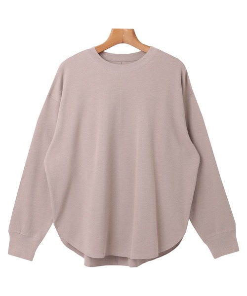 andme(アンドミー)の「コットンワッフル長袖クルーネックTシャツ(Tシャツ/カットソー・レディース・チャコールグレー/ブラック/ベージュ/ブルー/グリーン/アイボリー/グレイッシュベージュ・M)」の16枚目の写真