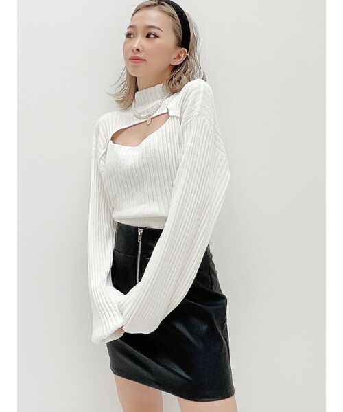 GYDA(ジェイダ)の「フェイクレザーZIPスカートライクショーパン(スカート・レディース・ブラック・SMALL/MEDIUM)」の7枚目の写真