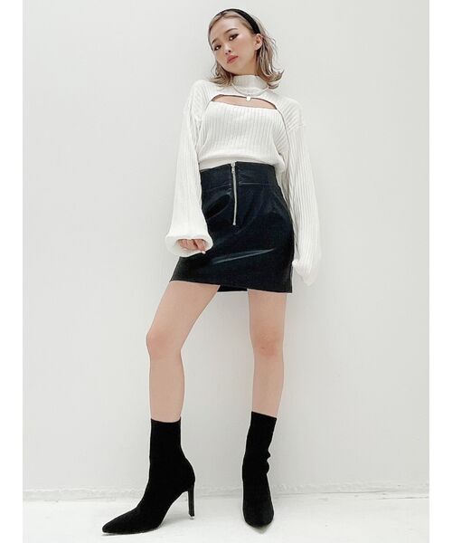 GYDA(ジェイダ)の「フェイクレザーZIPスカートライクショーパン(スカート・レディース・ブラック・SMALL/MEDIUM)」の9枚目の写真