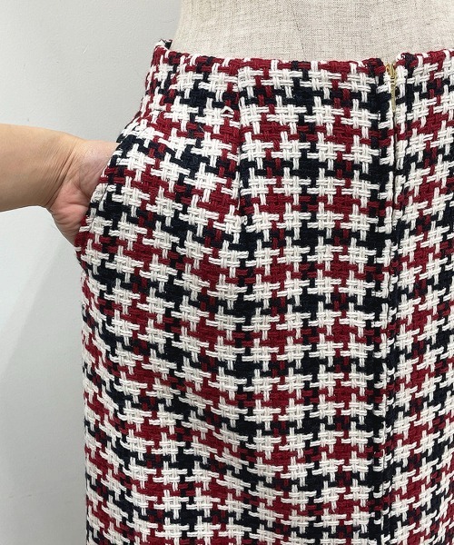 PICCIN(ピッチン)の「レトロ千鳥チェックスカート(スカート・レディース・グレー/レッド・M/L)」の12枚目の写真