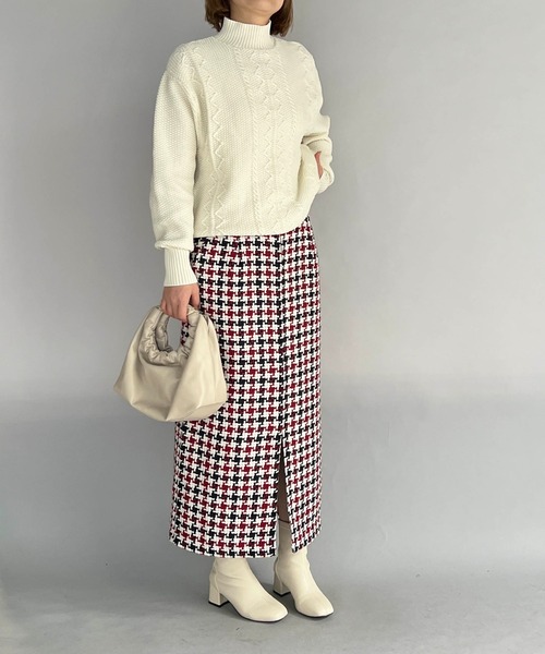 PICCIN(ピッチン)の「レトロ千鳥チェックスカート(スカート・レディース・グレー/レッド・M/L)」の22枚目の写真