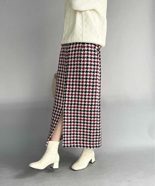 PICCIN(ピッチン)の「レトロ千鳥チェックスカート(スカート・レディース・グレー/レッド・M/L)」の21枚目の写真