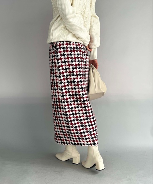 PICCIN(ピッチン)の「レトロ千鳥チェックスカート(スカート・レディース・グレー/レッド・M/L)」の19枚目の写真