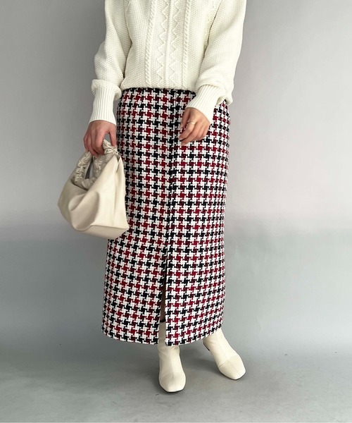 PICCIN(ピッチン)の「レトロ千鳥チェックスカート(スカート・レディース・グレー/レッド・M/L)」の17枚目の写真