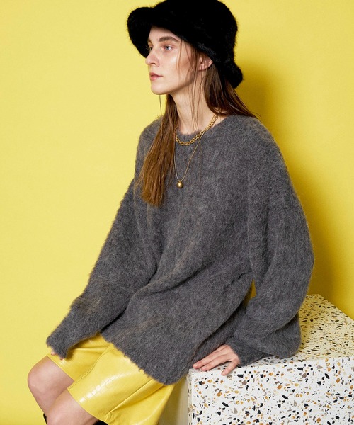 MAISON SPECIAL(メゾンスペシャル)の「アルパカブレンドシャギーニット【MAISON SPECIAL/メゾンスペシャル】(ニット/セーター・レディース・ブラック/オフホワイト/ピンク/ブルー/グリーン/チャコールグレー/オレンジ・FREE)」の19枚目の写真