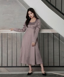 ANDGEEBEE | パフスリーブサテンワンピ(ワンピース)