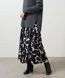 UNITED ARROWS | ＜UNITED ARROWS＞サテン プリント ティアードスカート B ②(スカート)