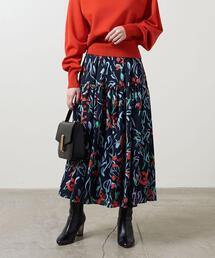 UNITED ARROWS | ＜UNITED ARROWS＞サテン プリント ティアードスカート B ②(スカート)