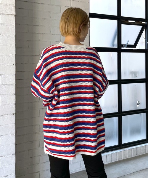 PAGEBOY（ページボーイ）の「ルーズボーダーニット（ニット/セーター・レディース・ホワイト×ブラック/マルチ・FREE）」の8枚目の写真