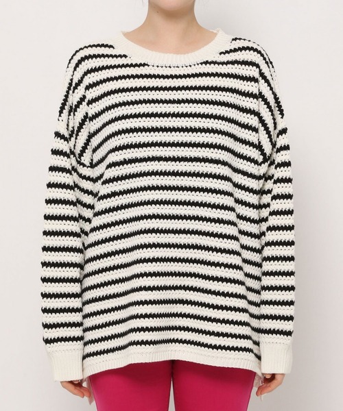 PAGEBOY（ページボーイ）の「ルーズボーダーニット（ニット/セーター・レディース・ホワイト×ブラック/マルチ・FREE）」の11枚目の写真